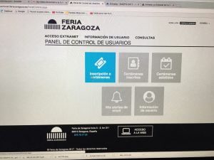 Inscripción a Certámen en la Feria Zaragoza, panel del control de usuarios en línea, gestión de inscritos, asistentes y notificaciones por email en la plataforma TodoMOP.