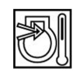 Termómetro digital con indicador de temperatura y flecha señalando el control de temperatura.