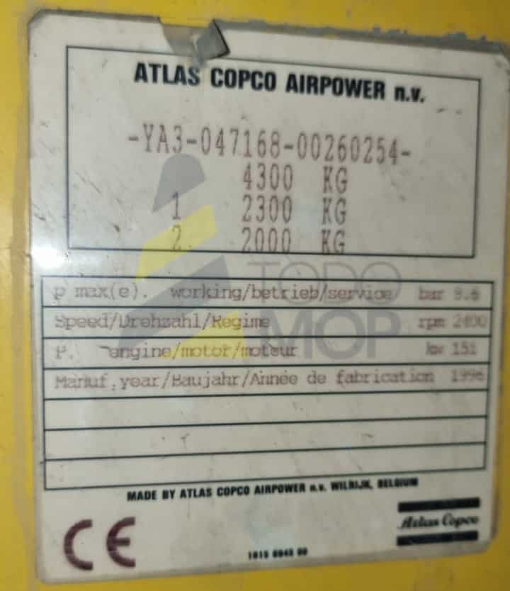 COMPRESOR ATLAS COPCO XAMS 295 USADO