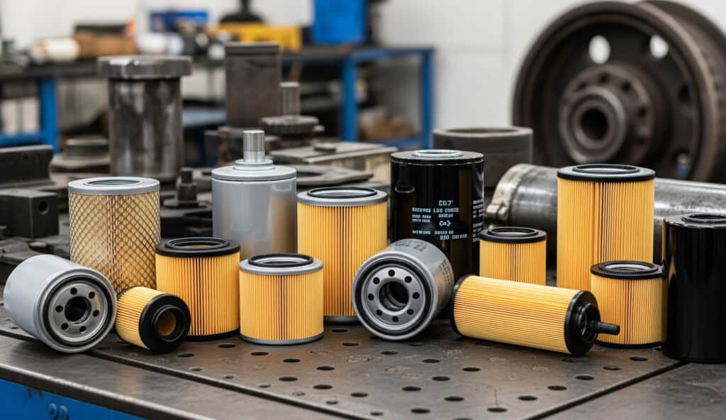 Filtros de aceite y reemplazos para maquinaria pesada, usados y nuevos, compatible con marcas y modelos de todo tipo. Piezas de repuesto de alta calidad para equipos de construcción.