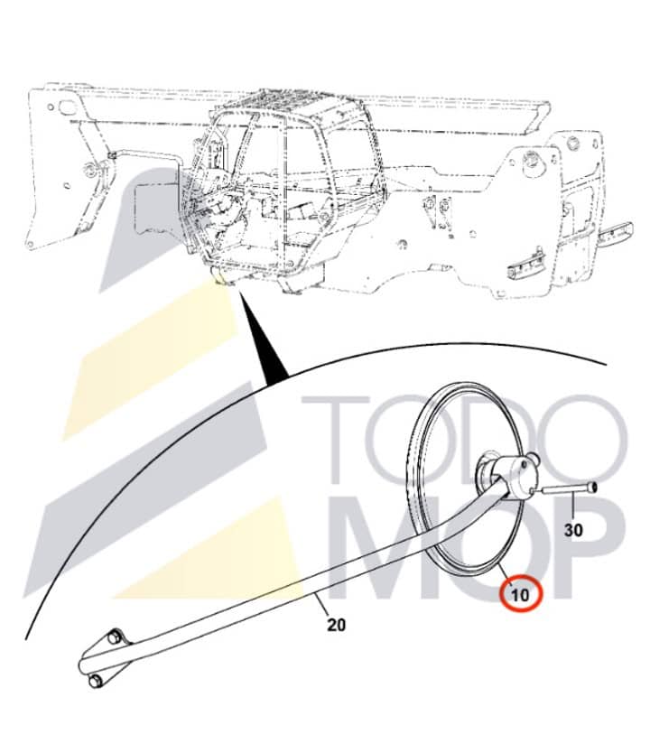 ESPEJO RETROVISOR REDONDO JCB 535-125